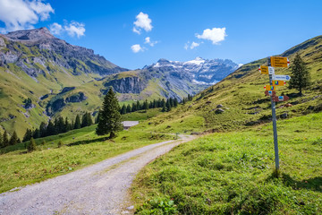 Spectacular views in Kiental from Griesalp to Obere Bundalp. Kiental is a village and valley in the...