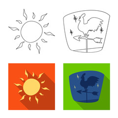 Vector illustration of weather and climate symbol. Collection of weather and cloud stock symbol for web.