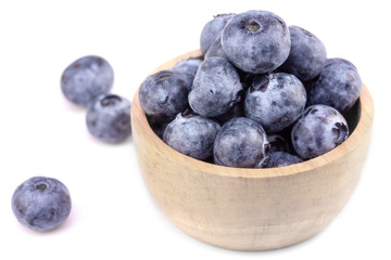 blueberry in bowl on white background