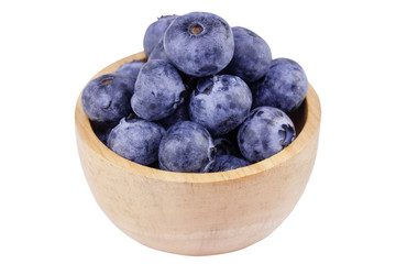 blueberry in bowl isolated on white background - clipping paths