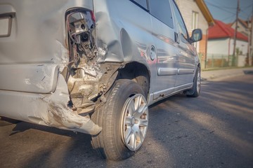 Real event. Car accident. The car crashed on the road . Car accident on the road.