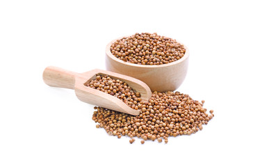 Coriander seeds  on white background
