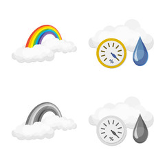 Vector illustration of weather and climate sign. Set of weather and cloud stock vector illustration.