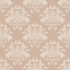 Fototapeta na wymiar Vintage seamless pattern. Floral ornate wallpaper. Vector damask background with decorative ornaments and flowers in Baroque style. Luxury endless texture.