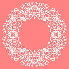 Paper lace doily, decorative snowflake, mandala, round ornament, vector eps 8