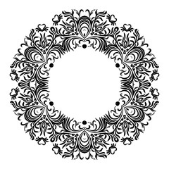 Decorative line art frames for design template. Elegant element for design in Eastern style, place for text. Black outline floral border. Lace vector illustration for invitations and greeting cards