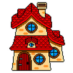 Pixel art fairy tale house detailed isolated vector
