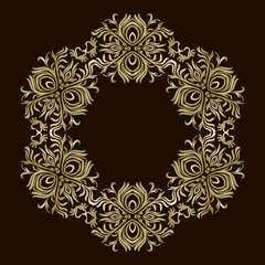 Background with gold ornament mandala. For wedding invitation, book cover or flyer. Round design element. Can be used for wallpaper, background, surface texture