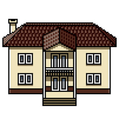 Pixel art white modern house isolated vector