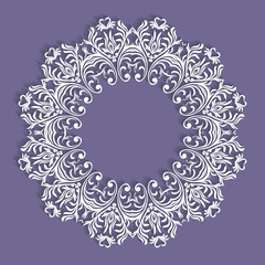 Paper lace doily, decorative snowflake, mandala, round ornament, vector eps 8