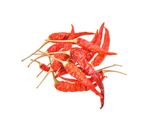 Dried chilli on white background