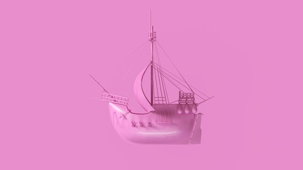 Pink Pirate Ship 3d illustration 3d rendering