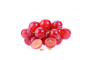 Red grape on white background
