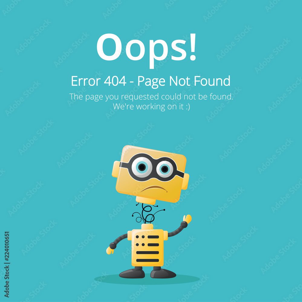 Poster Error 404 page layout vector design. Website 404 page creative concept. The page you requested could not be found. Oops 404 error page. 
