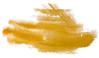 Fototapeta na wymiar yellow spot watercolor smears dry brush.