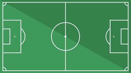 Top view of football field with shadow illustration. Vector of soccer ground background