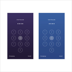 Screen lock authentication password smartphone background template. Illustration of phone ID recognition screenlock password or lockscreen passcode numbers display.