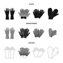 Vector design of glove and winter icon. Set of glove and equipment vector icon for stock.