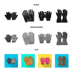 Vector design of glove and winter icon. Collection of glove and equipment vector icon for stock.