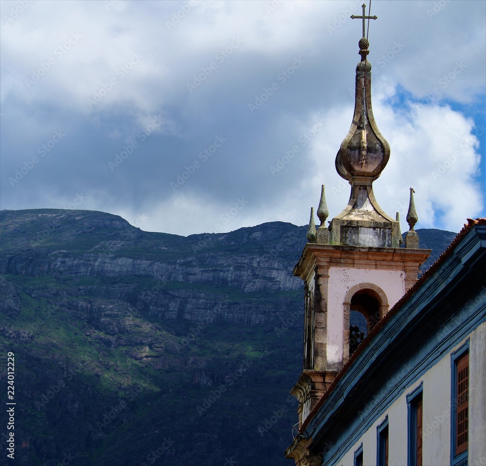 Wall mural church in catas altas