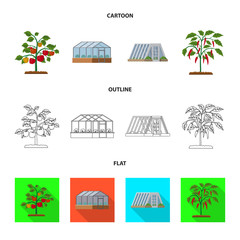 Isolated object of greenhouse and plant icon. Collection of greenhouse and garden stock vector illustration.