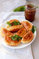 Fried dumplings with stuffing.