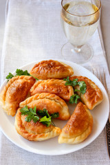 Fried dumplings with stuffing.
