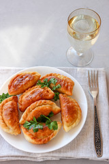 Fried dumplings with stuffing.