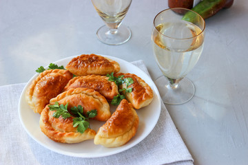 Fried dumplings with stuffing.