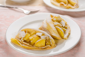 Pancakes with apple cinnamon filling