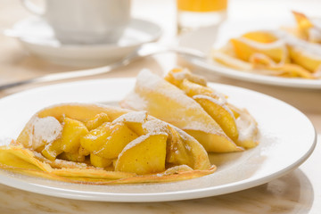Pancakes with apple cinnamon filling