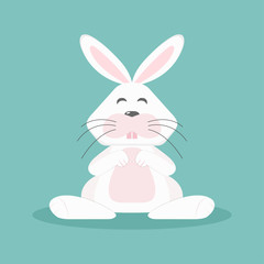 Easter bunny isolated on green background - Vector