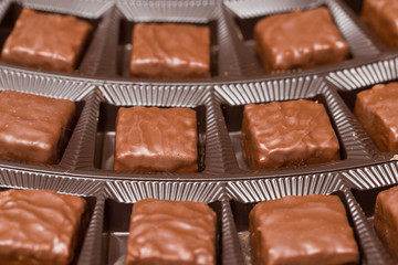 Chocolate cake candy bar closeup