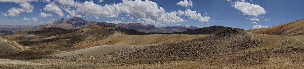 Colourful desert landscape in Lauca National Park on the altiplano of northern Chile