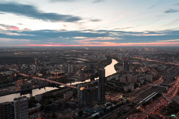 aerial view of moscow from height
