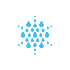 Falling drops icon. Clean water logo template. Round rainy weather logotype. Simple ombre gradient flat style sign. Blue abstract humidity symbol. Isolated vector illustration on white background.