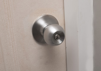 Basic modern door knob with silver color, interior design concept