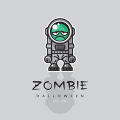 Zombie astronaut - cartoon character for original concept of Halloween. Vector graphic illustration of unusual space man - funny icon, design element for t-shirt print.