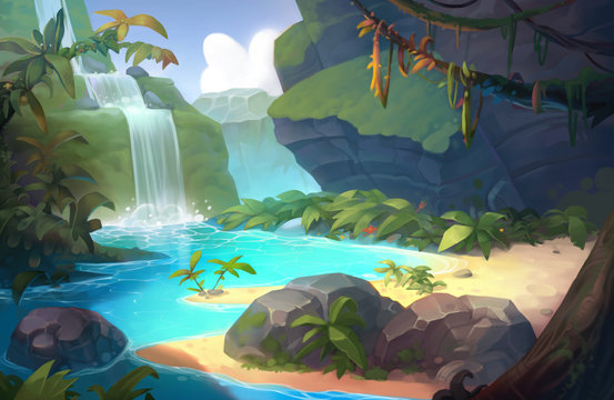 Waterfall Game Background
