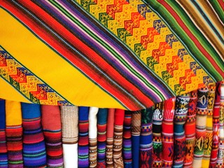 Colorful traditional textiles from Bolivia