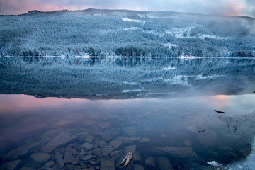 Norway, reflection at sunset