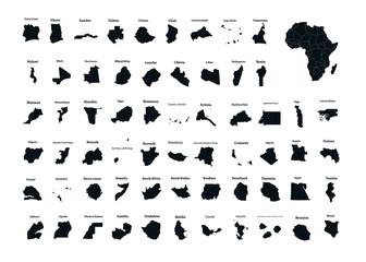 African continent and all countries of Africa. Vector