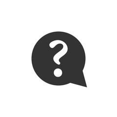 Question mark icon in flat style. Discussion speech bubble vector illustration on white isolated background. Question business concept.