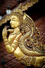 golden Buddhas, dragon, carving, wood,