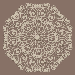 Round ornament, mandala, laser cutting. Vector illustration