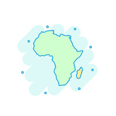 Cartoon colored Africa map icon in comic style. Africa sign illustration pictogram. Country geography splash business concept.