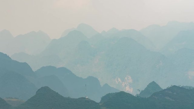 4K Timelapse Sequence of Ha Giang Valley, Vietnam - Ha Giang Moutains close up