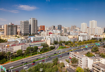 Urumqi cityscape as seen from Hong Shan hill Xinjiang China