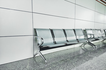 Modern bench interior.Empty bench in airport and exhibition hall.Interior objects.