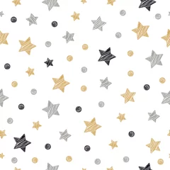 Gordijnen Kerst sterren stippen naadloze patroon Krabbel tekening geïsoleerde achtergrond © Pixasquare